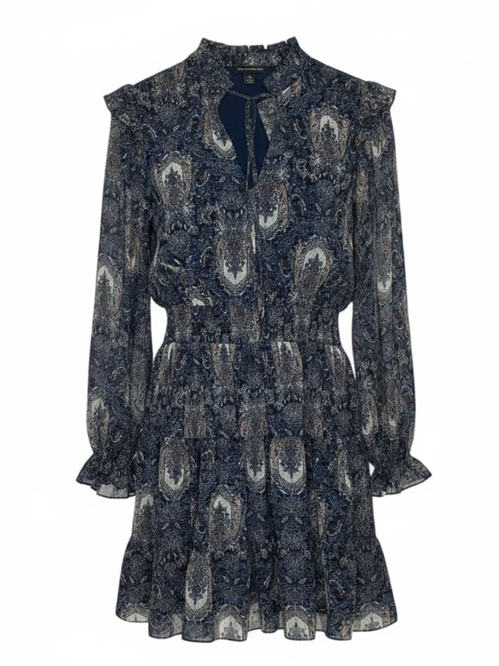 NWT Saks Fifth Avenue Paisley Print Chiffon Mini Dress L